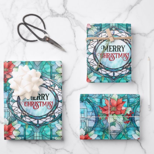 "Vrolijk kerstfeest!" bewerkbare slogan Inpakpapier Vel (Voorkant)