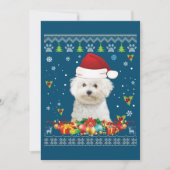 Vrolijk kerstfeest Bichons Frise Dog Ugly Sweater Bedankkaart (Voorkant)
