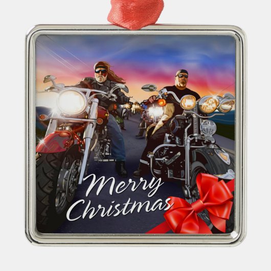 Vrolijk Kerstfeest Bikers 1 Ornament (Voorkant)