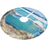 Vrolijk kerstfeest, blauwe Cornish golven Kerstboom Rok (Gekanteld)