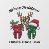 Vrolijk kerstfeest bloeit als een baas raamsticker (Vel)