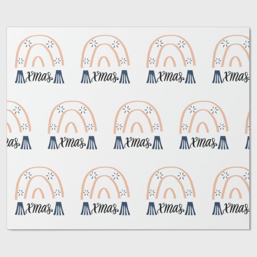 Vrolijk kerstfeest Boho Rainbow Gift Cadeaupapier (Vlak)