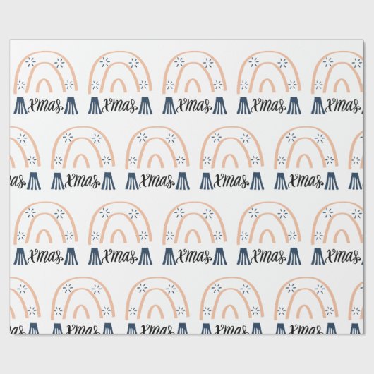 Vrolijk kerstfeest Boho Rainbow Gift Wrapping Pa Cadeaupapier (Vlak)
