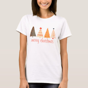 Vrolijk Kerstfeest Boho Sinaasappel Bomen Wit T-shirt