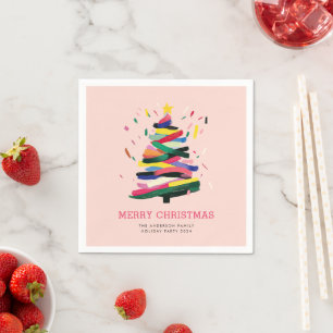 Vrolijk kerstfeest Bold Christmas Tree Holiday Par Servet