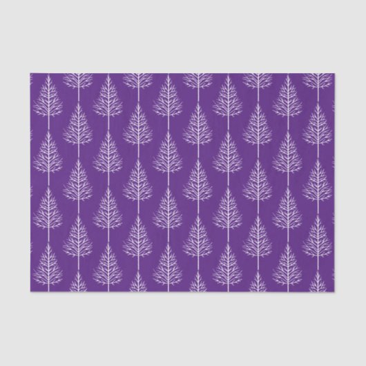 Vrolijk kerstfeest, bomen, polka-stippen paarse va tissuepapier (Voorkant)