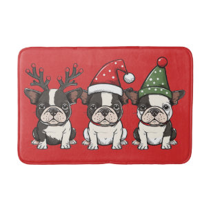 Vrolijk kerstfeest Boston Terrier Honden Badmat