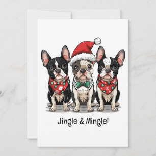 Vrolijk kerstfeest Boston Terrier Honden Kaart