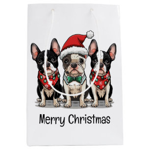 Vrolijk kerstfeest Boston Terrier Honden Medium Cadeauzakje