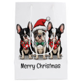 Vrolijk kerstfeest Boston Terrier Honden Medium Cadeauzakje (Achterkant)