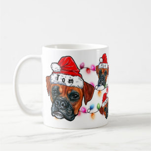 Vrolijk kerstfeest Boxer met Santa Hat Koffiemok