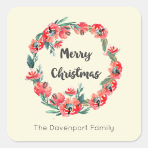 Vrolijk kerstfeest, braaf kerstfeestdag, aangepast vierkante sticker