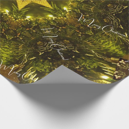 Vrolijk kerstfeest Bright Golden Star Elegant Cadeaupapier (Hoek)