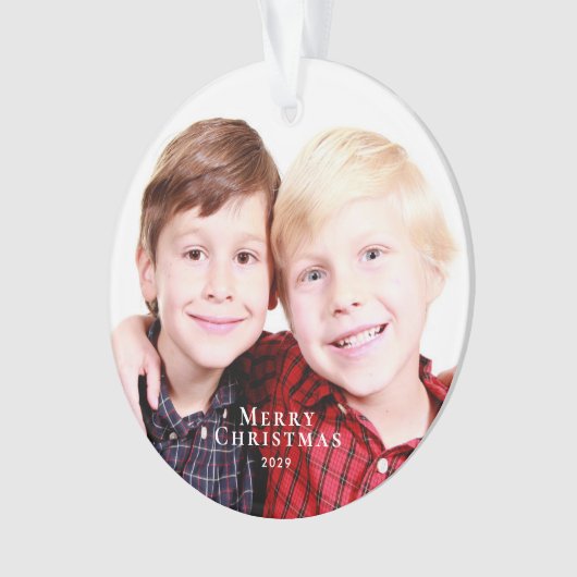 Vrolijk Kerstfeest Broers Foto Rood Groen Ornament (voorkant)