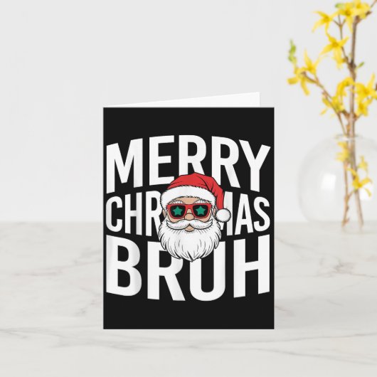 Vrolijk Kerstfeest Bruh Schattige Santa Bruh Zonne Kaart (Gele Bloem)