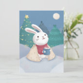 Vrolijk Kerstfeest: Bunny Illustration Feestdagenkaart (Staand voorkant)