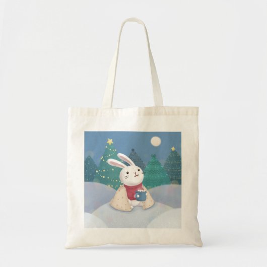 Vrolijk Kerstfeest: Bunny Illustration Tote Bag (Voorkant)