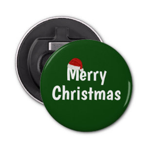 Vrolijk kerstfeest button flesopener