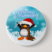 Vrolijk kerstfeest Button rondom pinguïn (Voorkant)