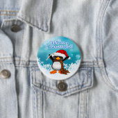 Vrolijk kerstfeest Button rondom pinguïn (In situ)