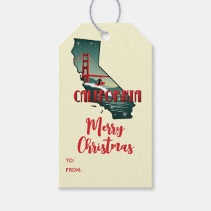 Vrolijk Kerstfeest Californië Retro Vakantie Cadeaulabel