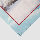 Vrolijk Kerstfeest Cape Cod House Sneeuw Bomen Tissuepapier (Detail)