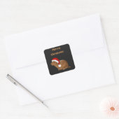Vrolijk kerstfeest Capybara, Capybara in Santa Hat Vierkante Sticker (Envelop)