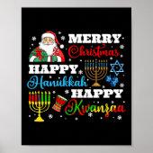 Vrolijk Kerstfeest Chanoeka Kwanzaa Joodse Afro Ho Poster (Voorkant)