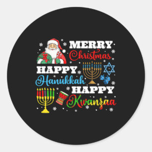 Vrolijk Kerstfeest Chanoeka Kwanzaa Joodse Afro Ho Ronde Sticker