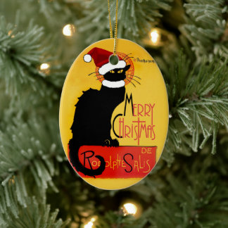 Vrolijk kerstfeest - Chat Noir Keramisch Ornament