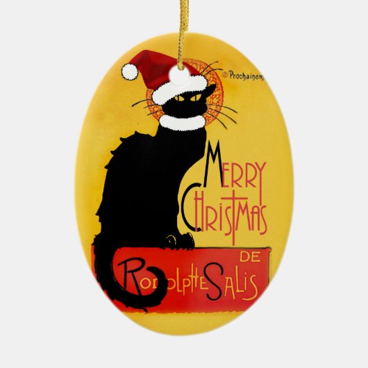 Vrolijk kerstfeest - Chat Noir Keramisch Ornament (Voorkant)