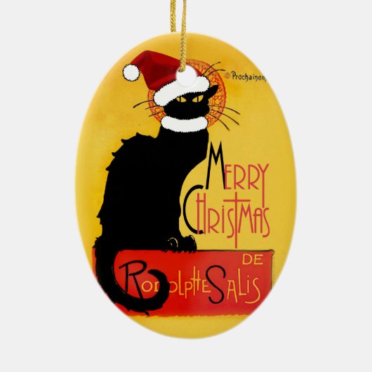 Vrolijk kerstfeest - Chat Noir Keramisch Ornament (Achterkant)