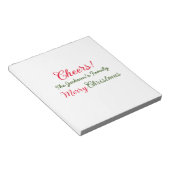 Vrolijk Kerstfeest Cheers Voeg familienaam Tekst F Notitieblok (Schuin)
