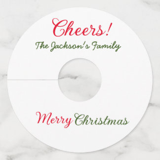 Vrolijk Kerstfeest Cheers Voeg familienaam Tekst F Wijnglaslabel