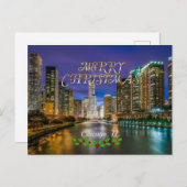 Vrolijk kerstfeest, Chicago River op Sunset Briefkaart (Voorkant / Achterkant)