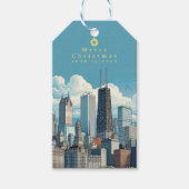Vrolijk kerstfeest Chicago Skyline Holiday Cadeaulabel (Voorkant)