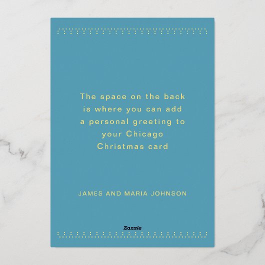 Vrolijk Kerstfeest Chicago Skyline Holiday Folie K Folie Feestdagenkaart (Achterkant)