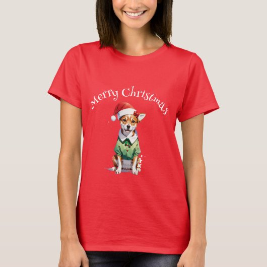 Vrolijk Kerstfeest Chihuahua Elf T-shirt (Voorkant)