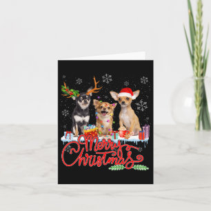 Vrolijk Kerstfeest Chihuahua Honden Santa Reindeer Kaart