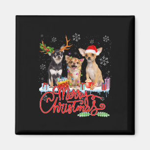 Vrolijk Kerstfeest Chihuahua Honden Santa Reindeer Magneet