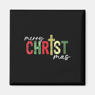 Vrolijk kerstfeest Christelijk Jesus Cross Faith R Magneet