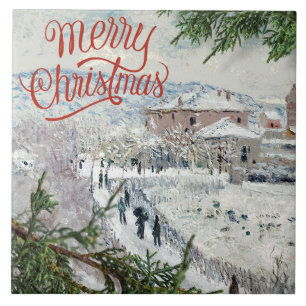 Vrolijk kerstfeest. Claude Monet Ceramic Tile Tegeltje