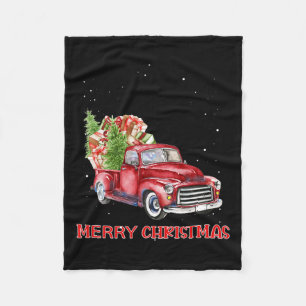 Vrolijk Kerstfeest Clic Rode Truck Tree Family Xma Fleece Deken