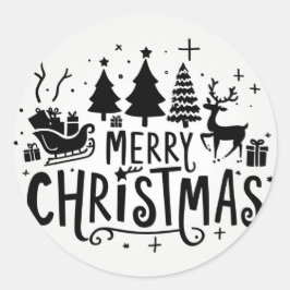 Vrolijk kerstfeest  clipart ronde sticker