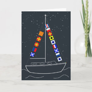 Vrolijk Kerstfeest - Code Flags Zeilboot Kaart