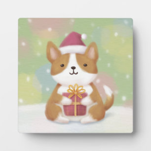 Vrolijk Kerstfeest: Corgi Illustratie Kunst Fotoplaat