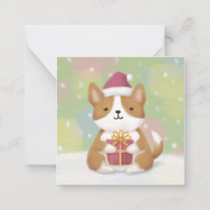 Vrolijk Kerstfeest: Corgi Illustratie Kunst Notitiekaartje