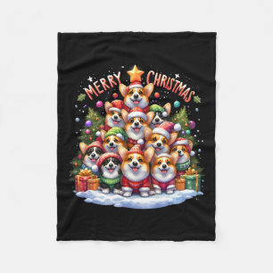 Vrolijk Kerstfeest Corgmas Corgi Hond Kerstboom X Fleece Deken