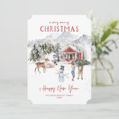 Vrolijk kerstfeest | Cozy Rustic Cabin Feestdagenkaart (Staand voorkant)