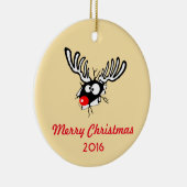 Vrolijk kerstfeest! Crazy Red Nosed Reindester Keramisch Ornament (Rechts)